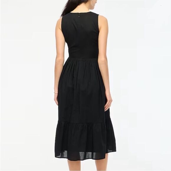 J Crew Factory NWT Smocked Midi Dress Size Petite Small in Black | 100% Cotton - Picture 3 of 9